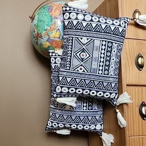 Kim Seybert Living Embroidered Geometric Pillows with Tassels